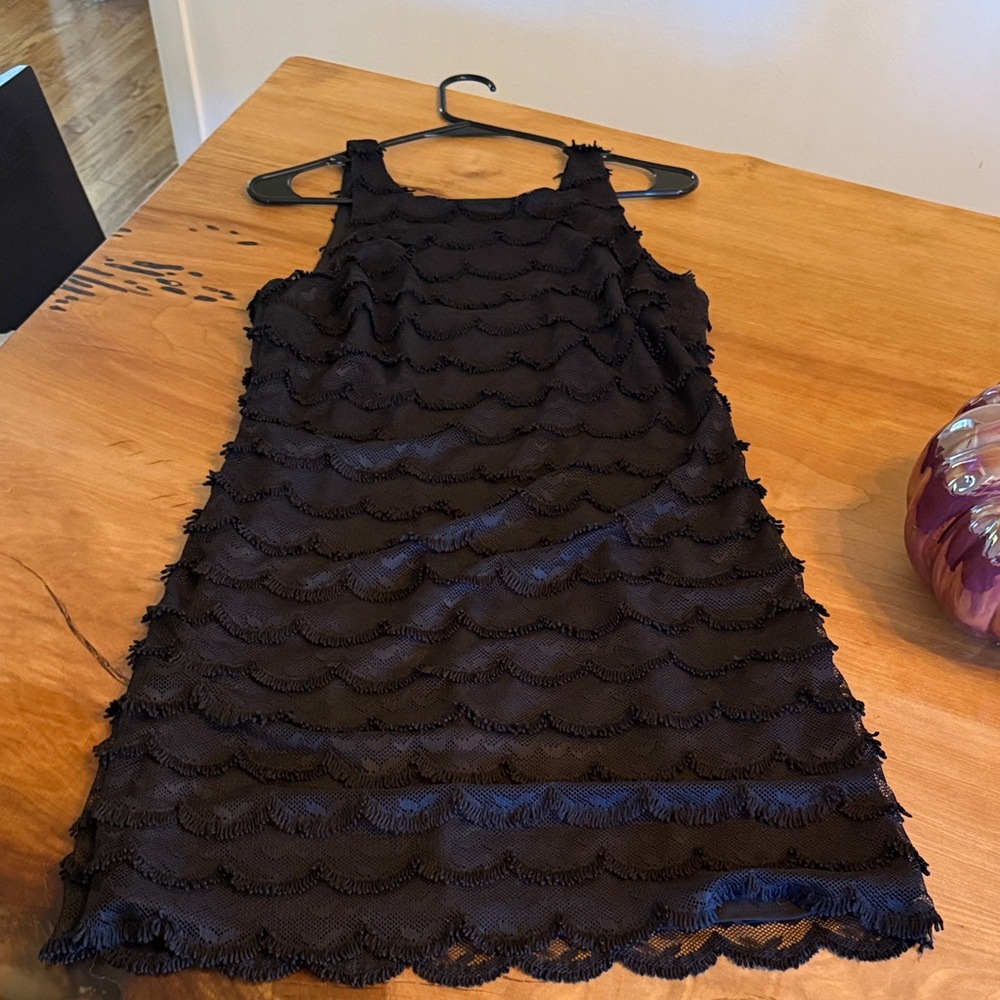Guess Black Scalloped Edge Dress
